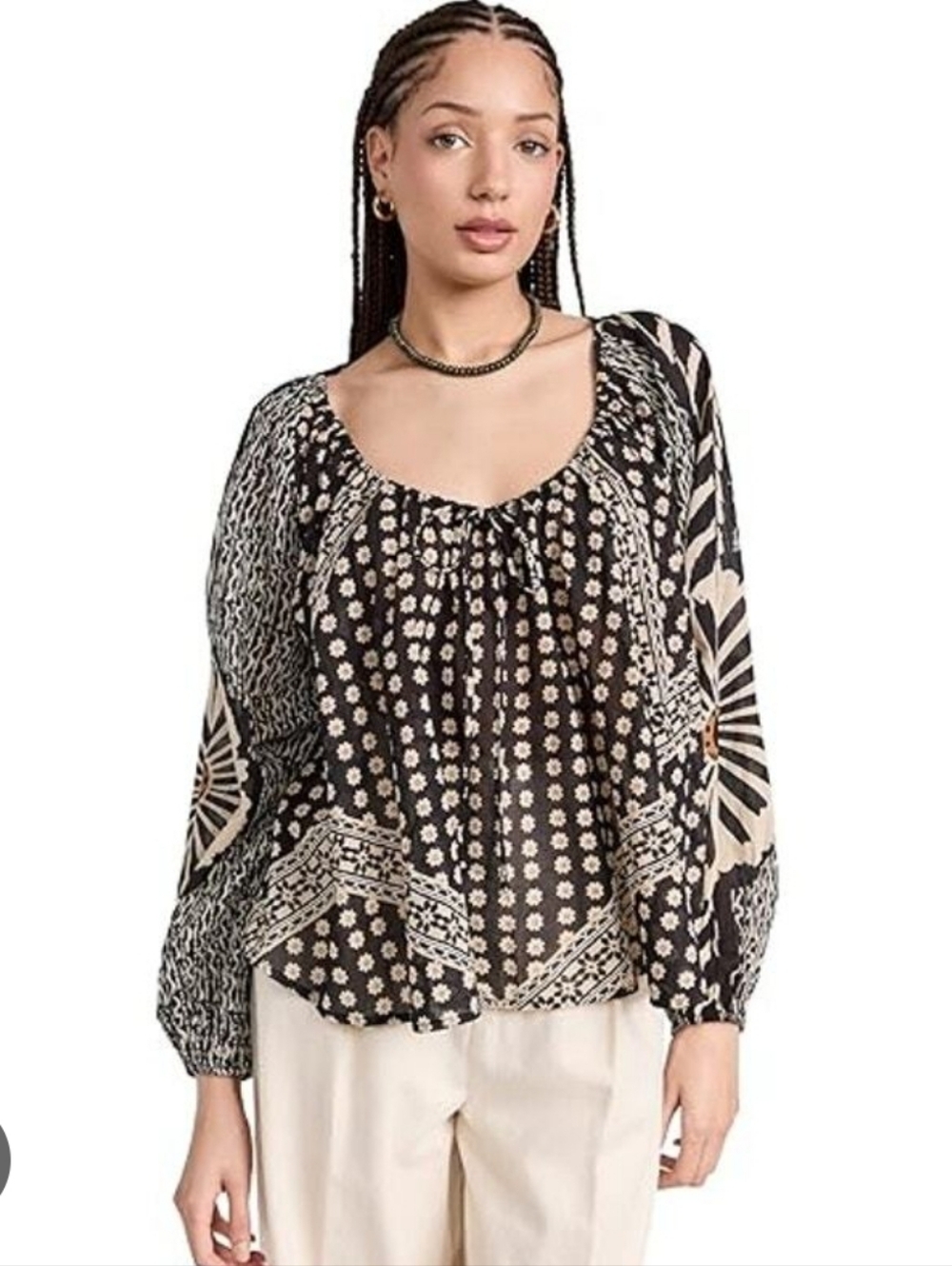 Free People Elena Printed Blouse Large